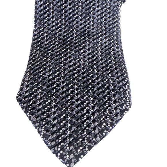 Vintage Victor Talbots Men's 100% Silk Pleated Geometric Print Handmade Necktie - Picture 4 of 6